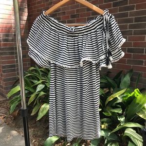 LOFT Off the Shoulder Black & White Top